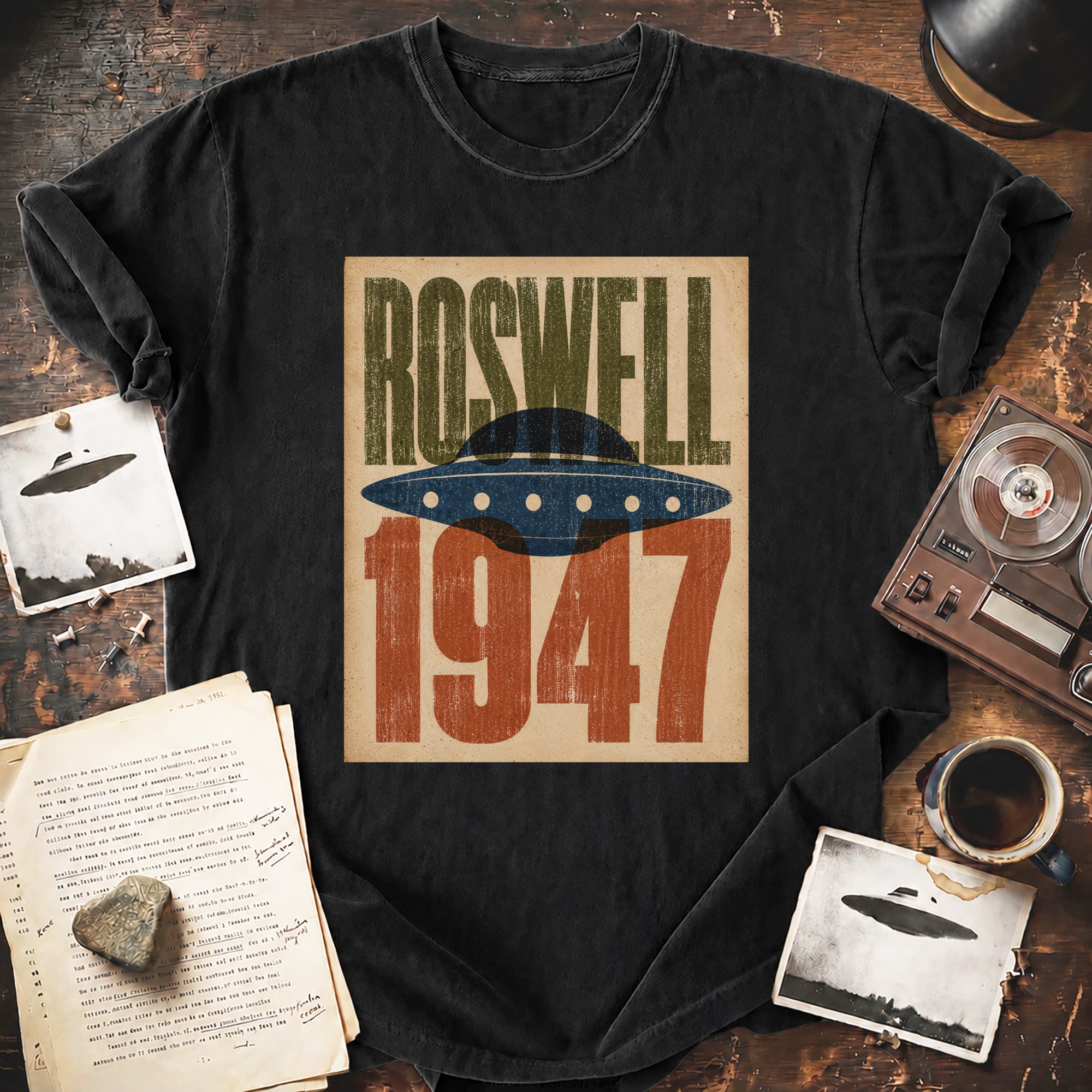 Roswell 1947 Wood Block Print T-shirt