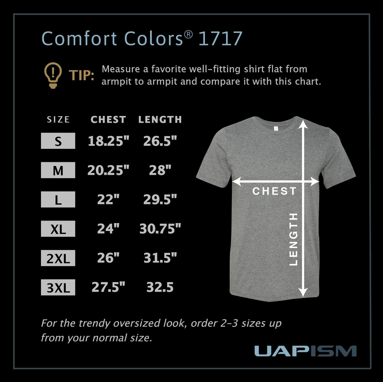 Size chart for Other T-shirt
