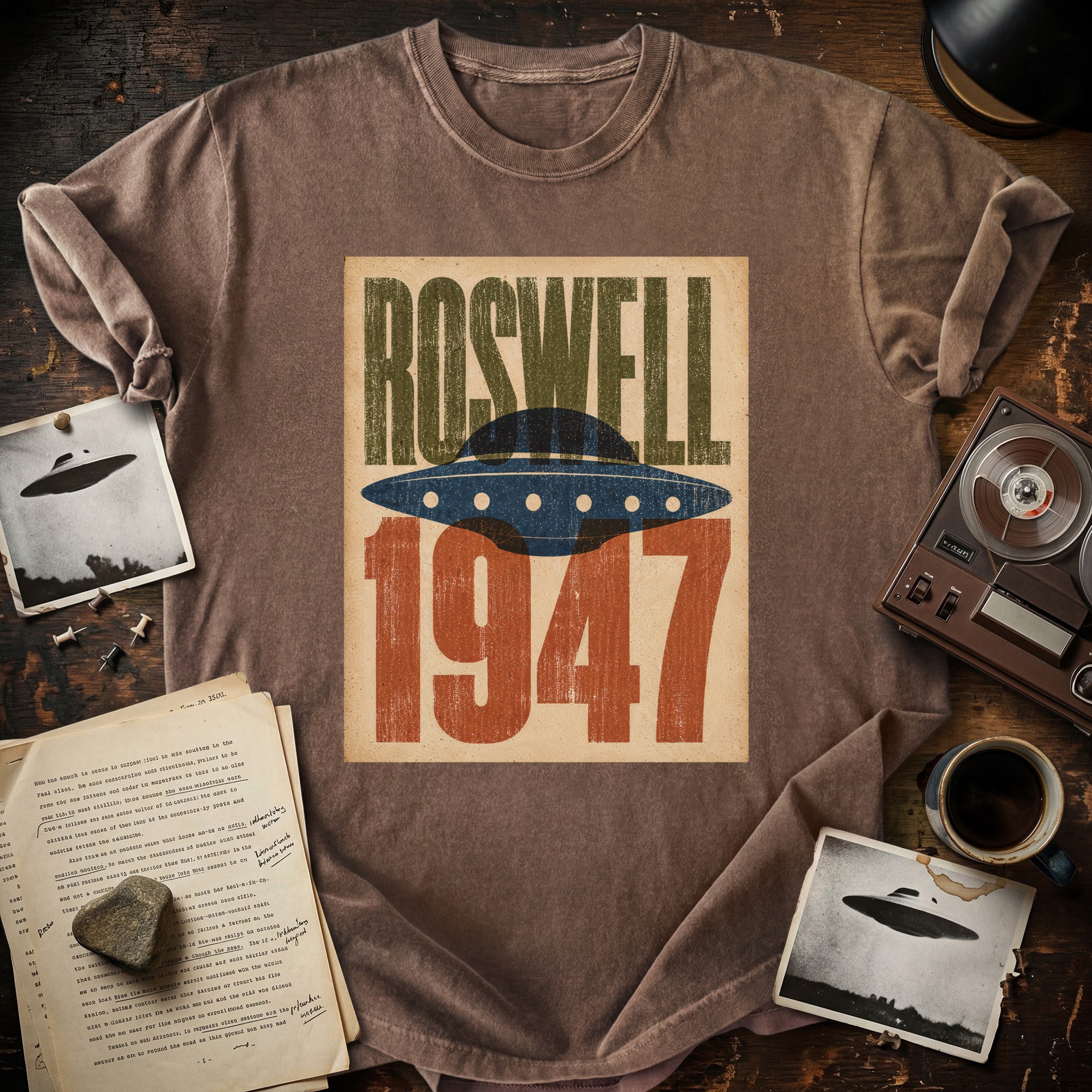 Roswell 1947 Wood Block Print T-shirt