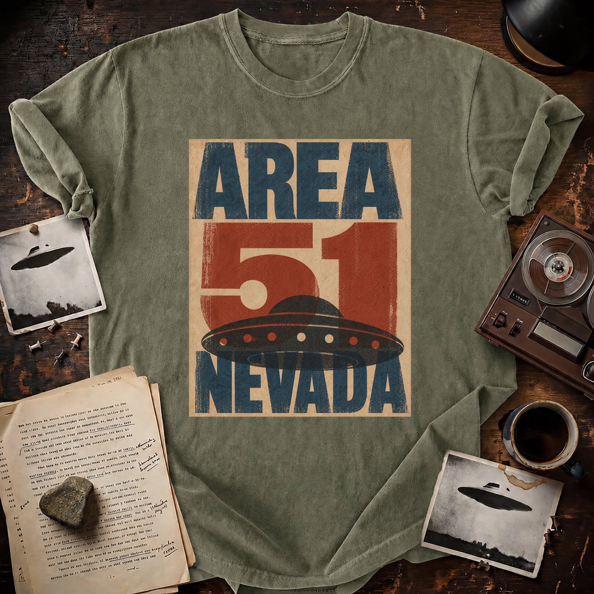 Area 51 Wood Block Print T-shirt