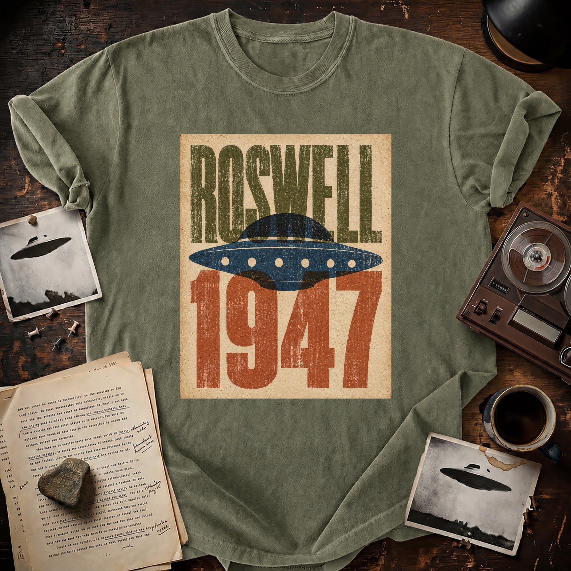 Roswell 1947 Wood Block Print T-shirt