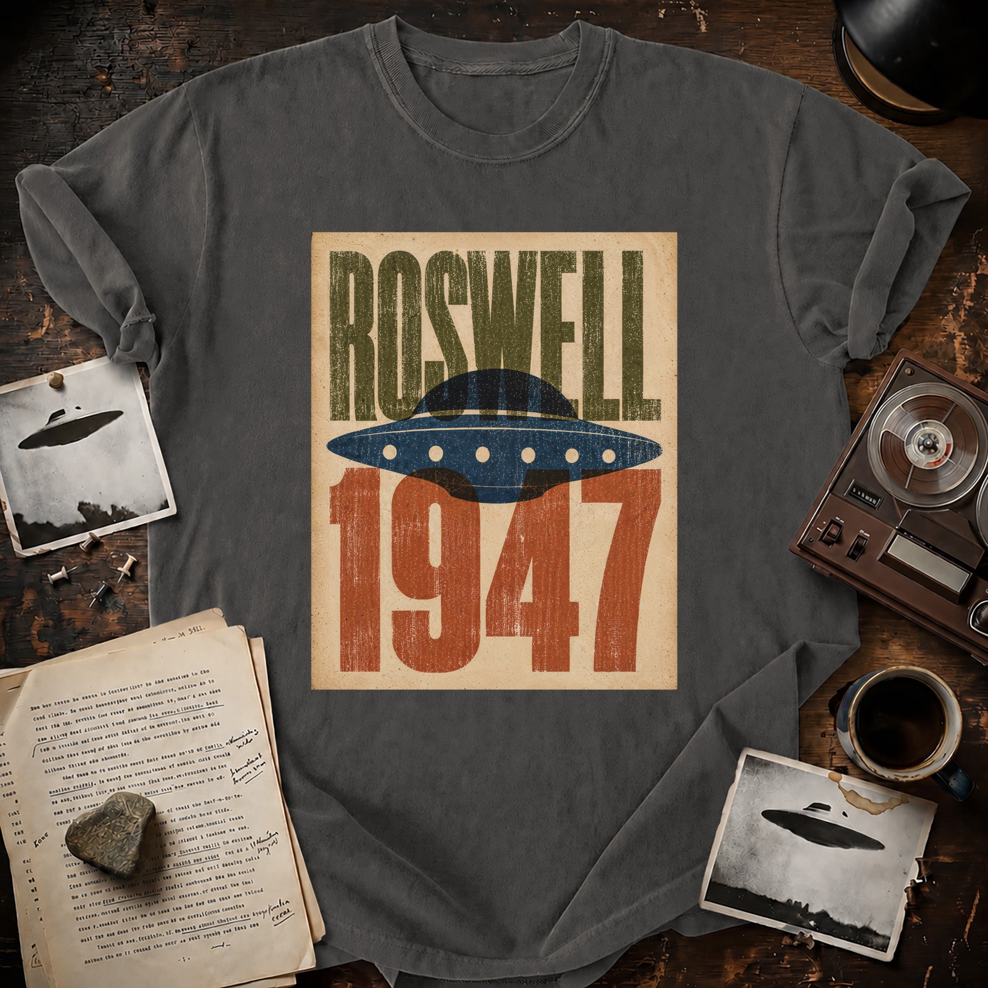Roswell 1947 Wood Block Print T-shirt