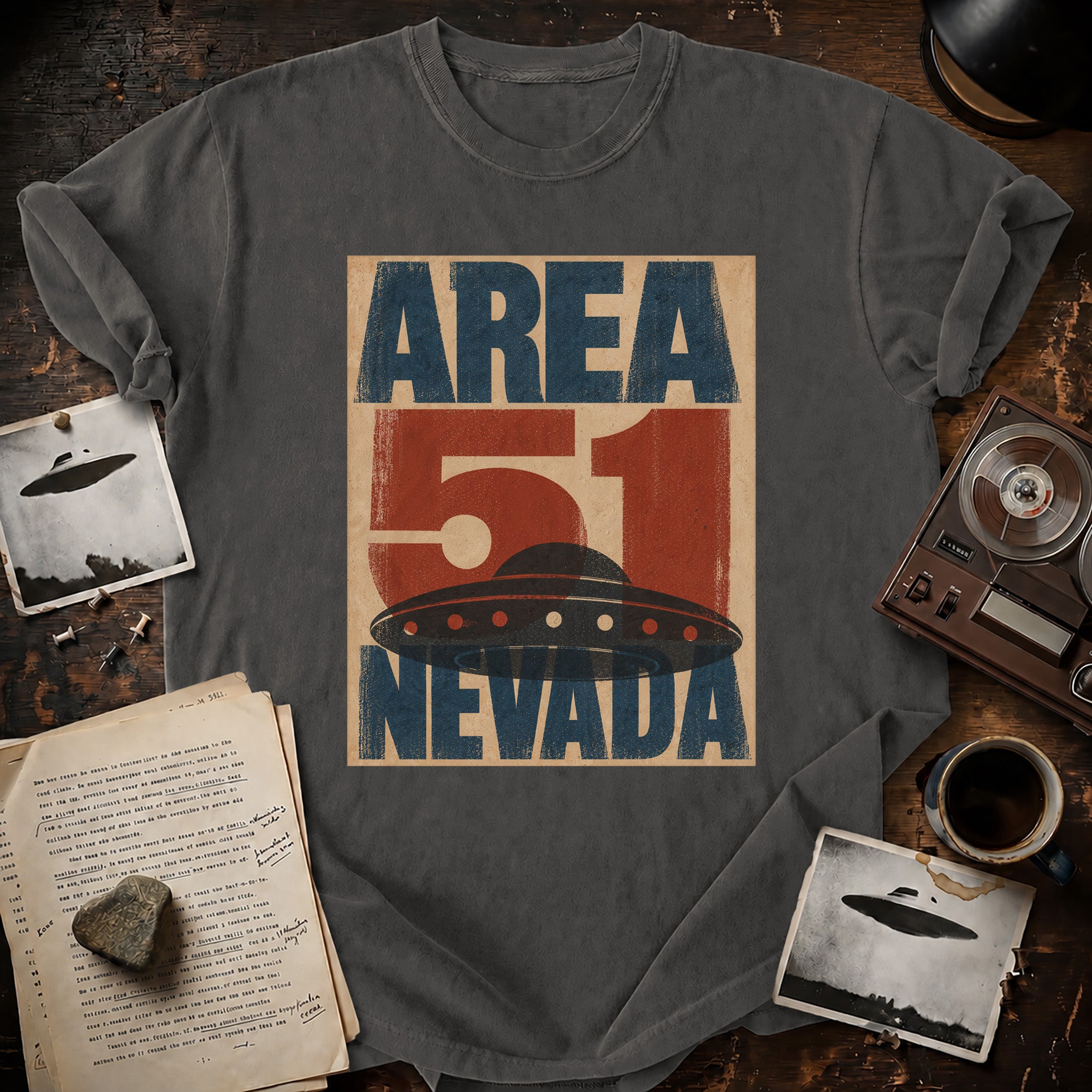 Area 51 Wood Block Print T-shirt